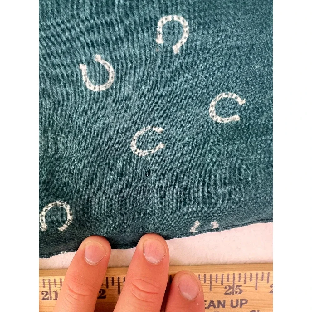 Horseshoe Scarf Wm OS Teal Green Good Equestrian Print Accessory Cowgirl Western